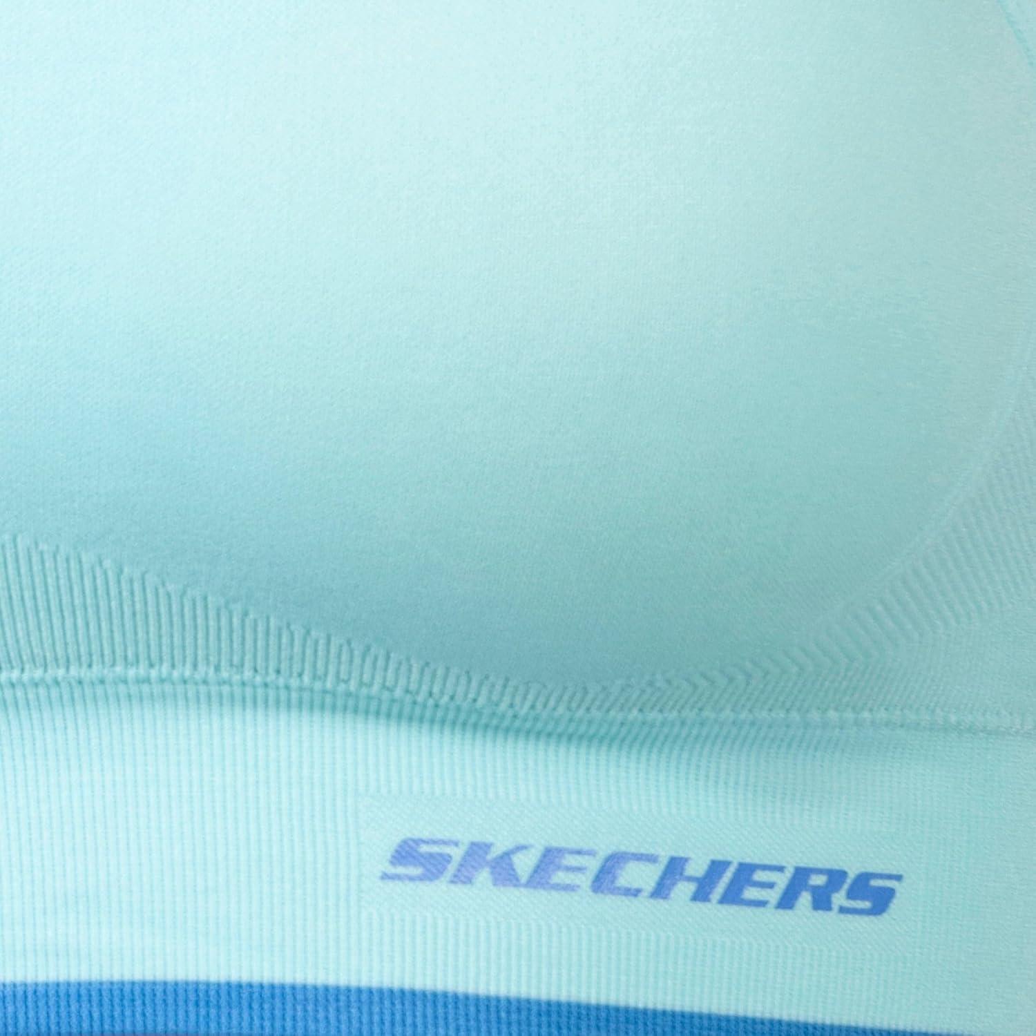 imageSkechers 3 Pack Womens Sports Bra Sostn Deportivo Racerback Keyhole Athletic Yoga MultipackBlackPinkBlue