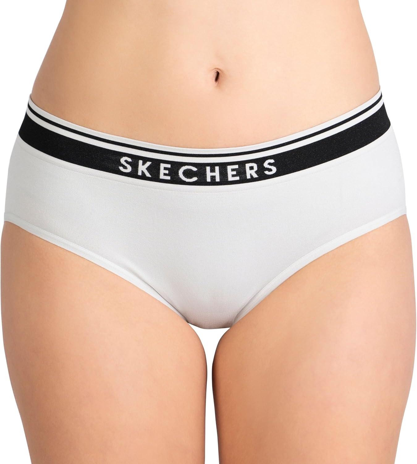 imageSkechers 4 Pack Womens Undwear Solid Seamless Panty with Logo Ropa Interior Sin Costuras Moisture WickingBlackGreyLightWhite