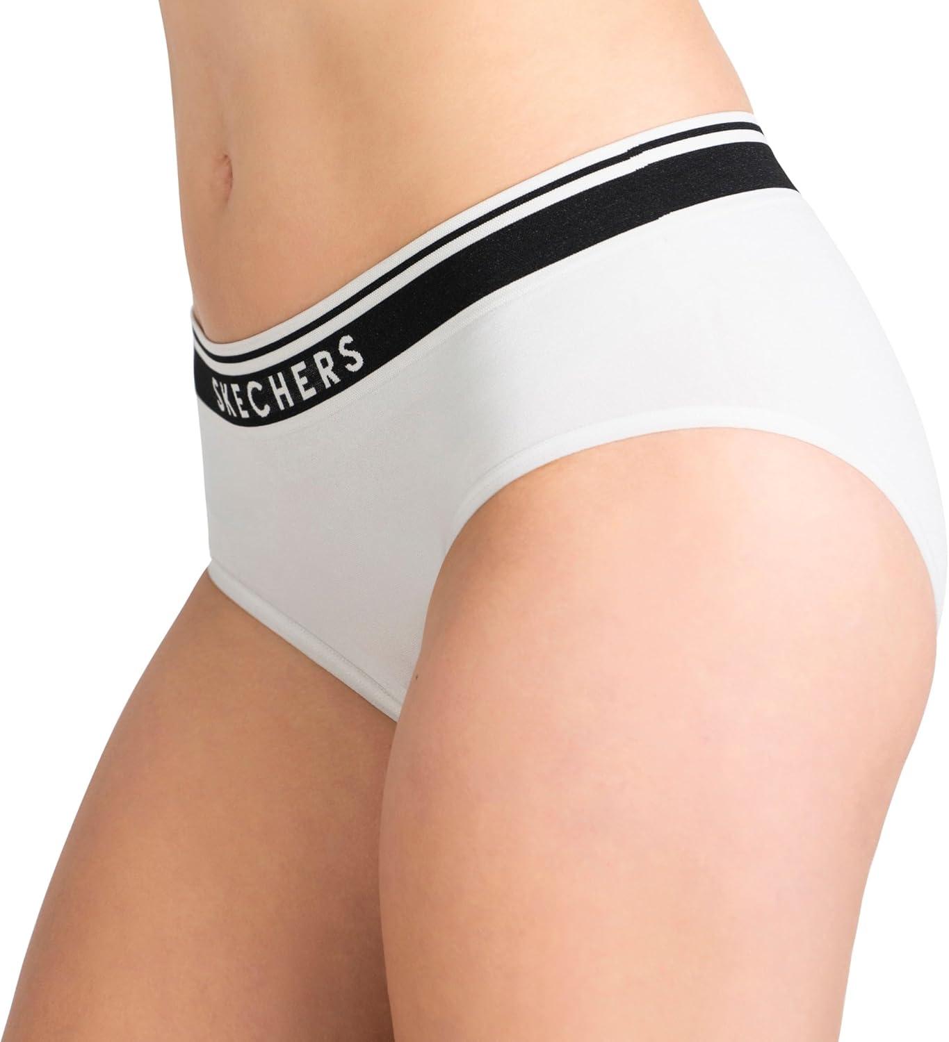 imageSkechers 4 Pack Womens Undwear Solid Seamless Panty with Logo Ropa Interior Sin Costuras Moisture WickingBlackGreyLightWhite