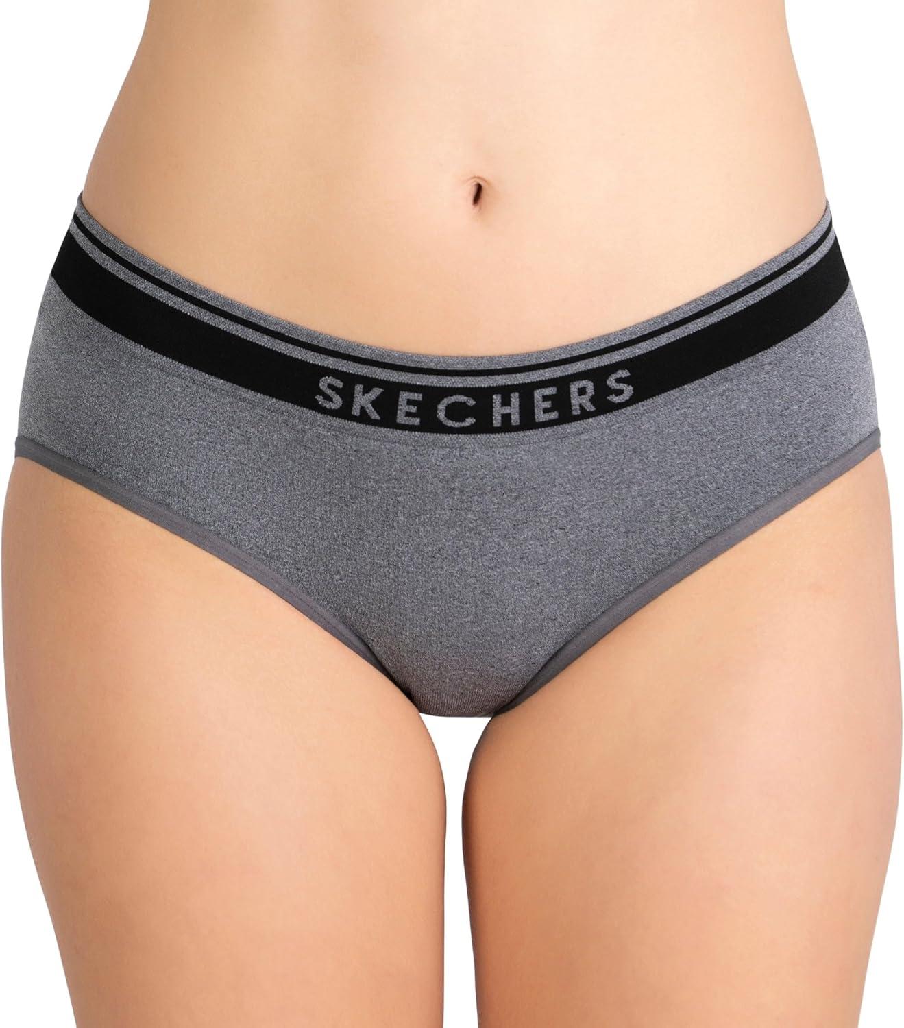 imageSkechers 4 Pack Womens Undwear Solid Seamless Panty with Logo Ropa Interior Sin Costuras Moisture WickingBlackGreyLightWhite