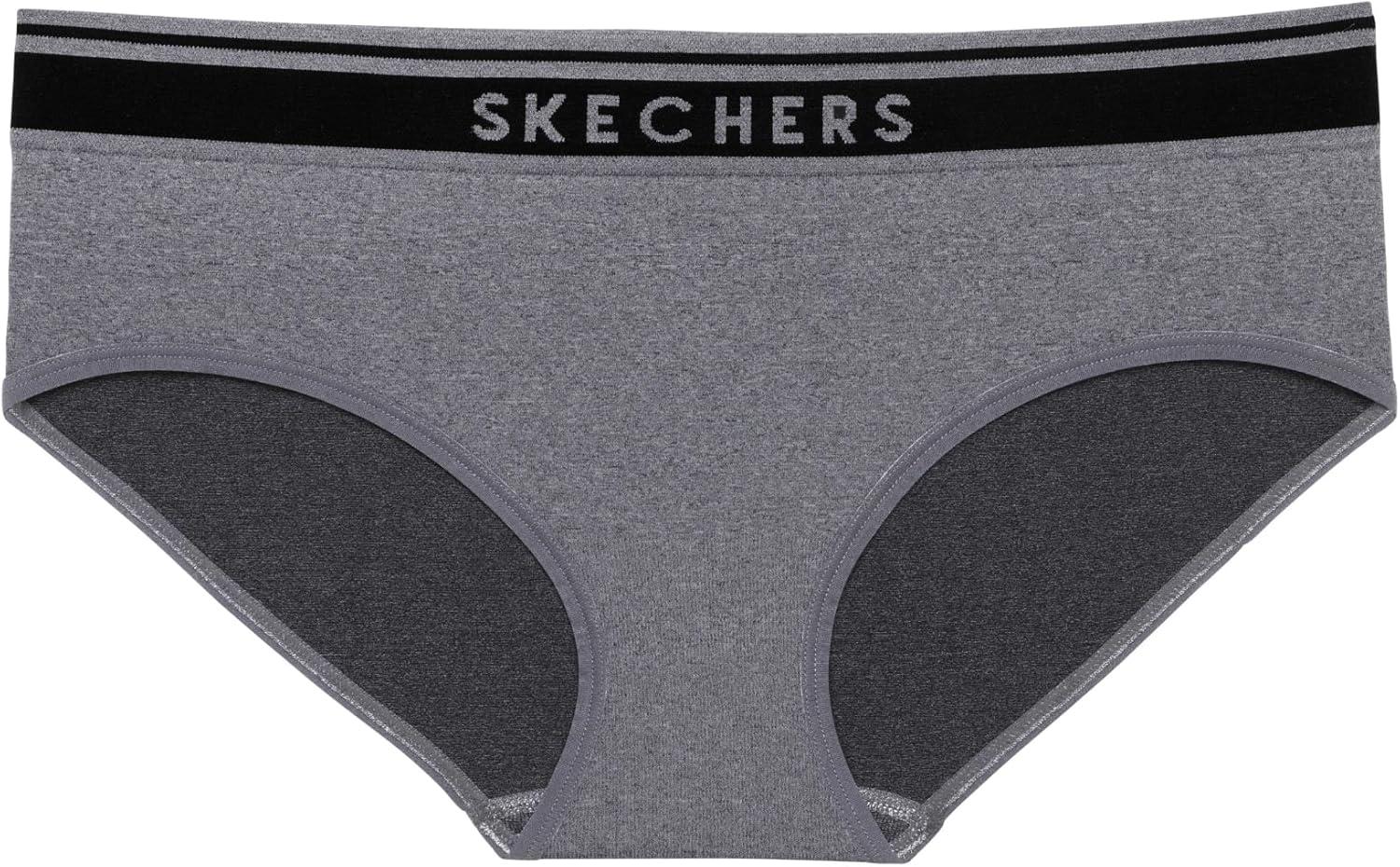 imageSkechers 4 Pack Womens Undwear Solid Seamless Panty with Logo Ropa Interior Sin Costuras Moisture WickingBlackGreyLightWhite