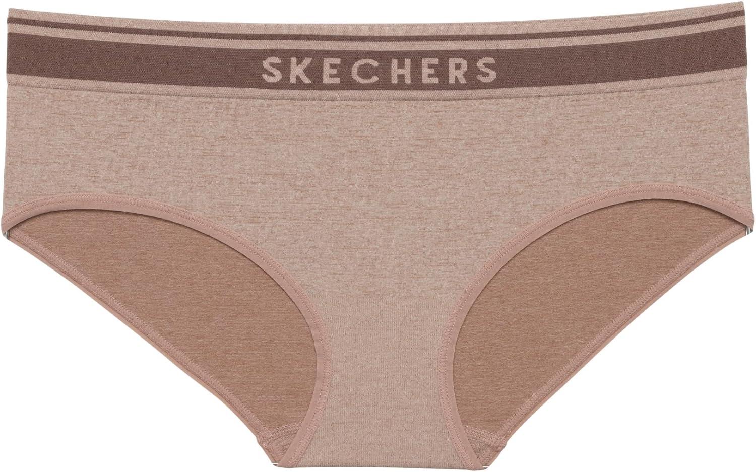 imageSkechers 4 Pack Womens Undwear Solid Seamless Panty with Logo Ropa Interior Sin Costuras Moisture WickingBrownShadeNudeBlush