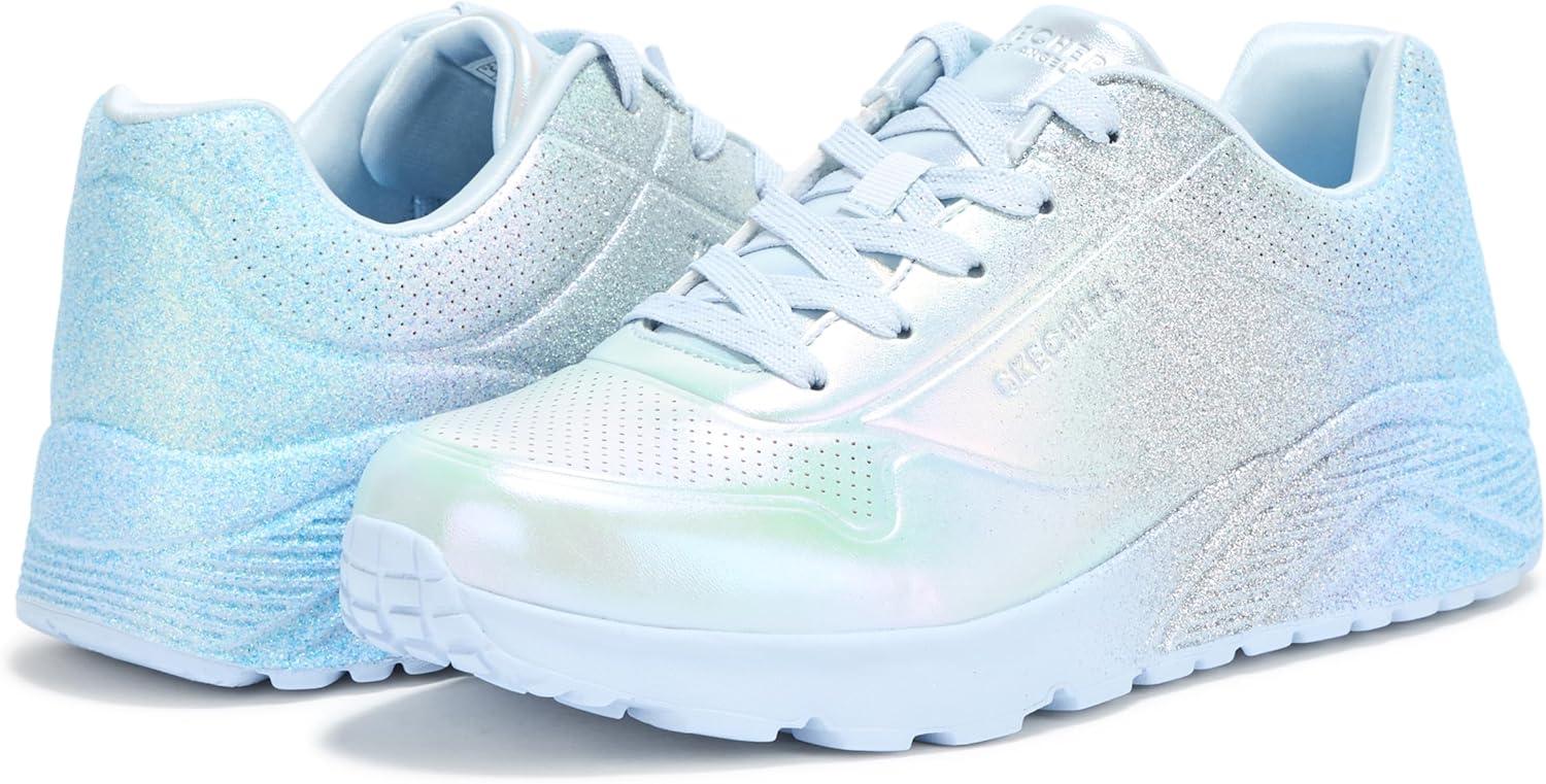 imageSkechers Girls Uno LiteMetallic ShimmersLight BlueSilver