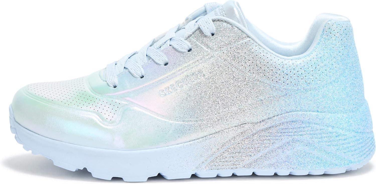 imageSkechers Girls Uno LiteMetallic ShimmersLight BlueSilver