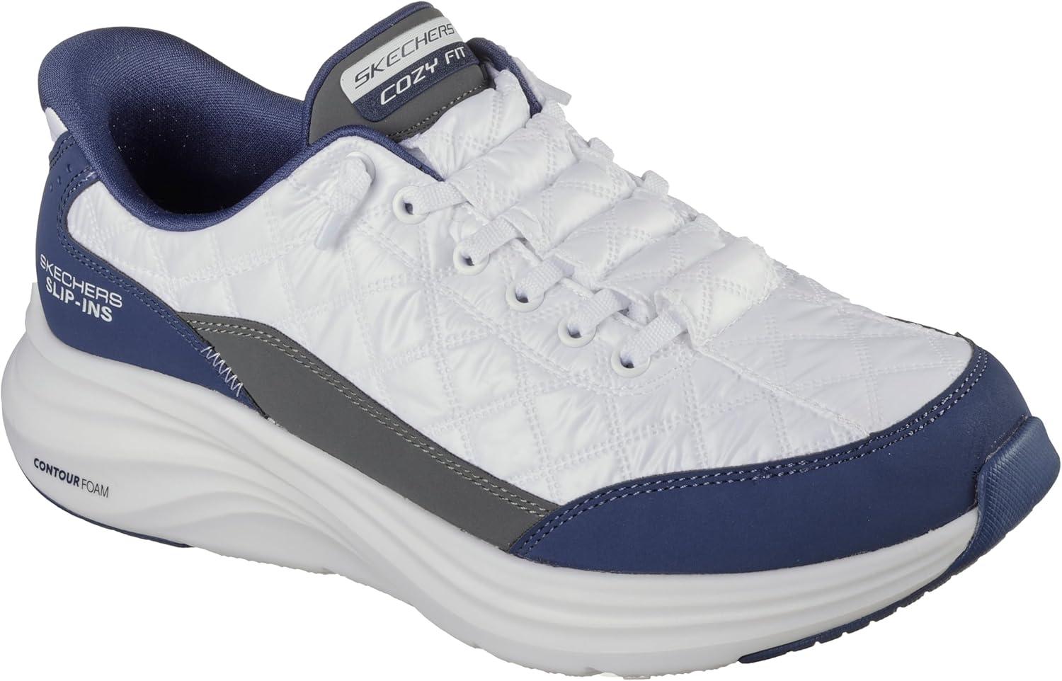 imageSkechers Mens Contour Foam Cozy Fit Hands Free SlipinWhiteNavy