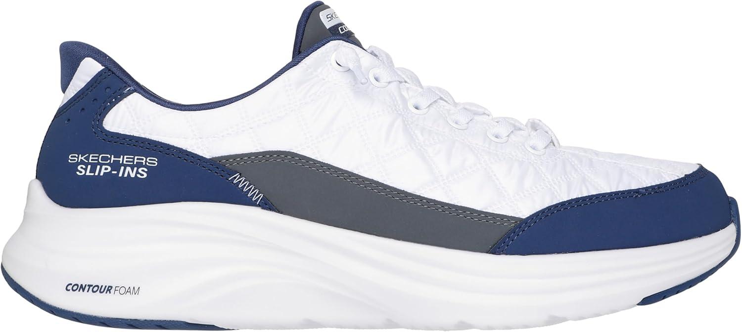 imageSkechers Mens Contour Foam Cozy Fit Hands Free SlipinWhiteNavy