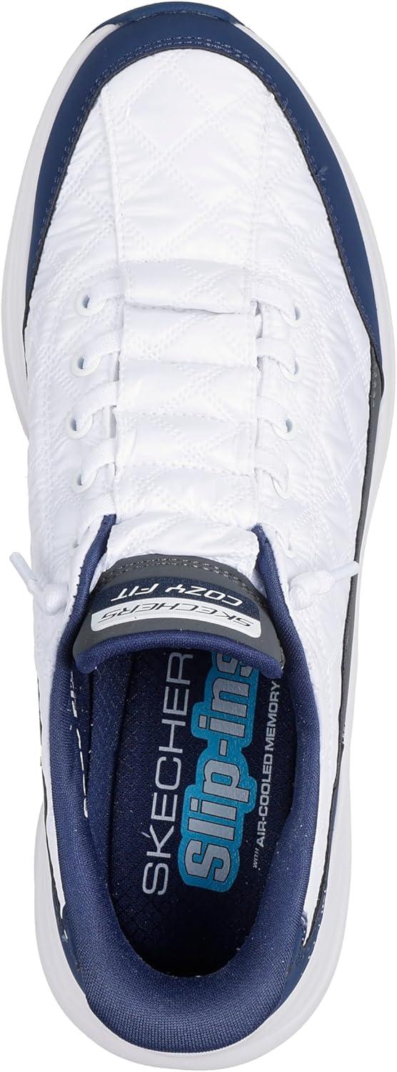imageSkechers Mens Contour Foam Cozy Fit Hands Free SlipinWhiteNavy