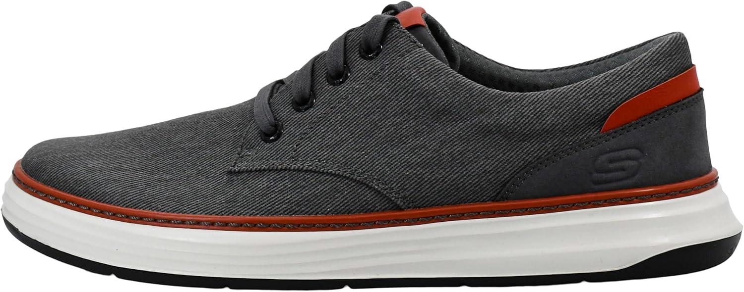 imageSkechers Mens Ederson Moreno Canvas Oxford ShoeCharcoalOrange