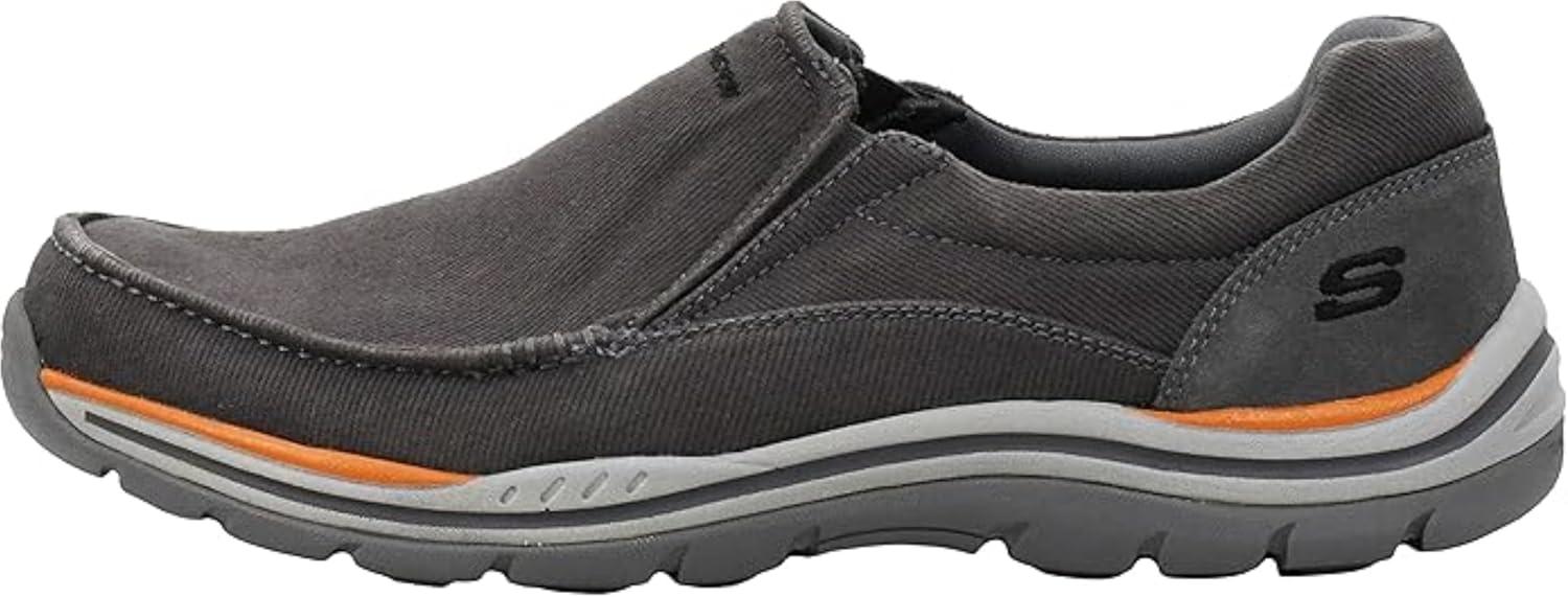 imageSkechers Mens Expected Avillo RelaxedFit SlipOn LoaferCharcoalOrange