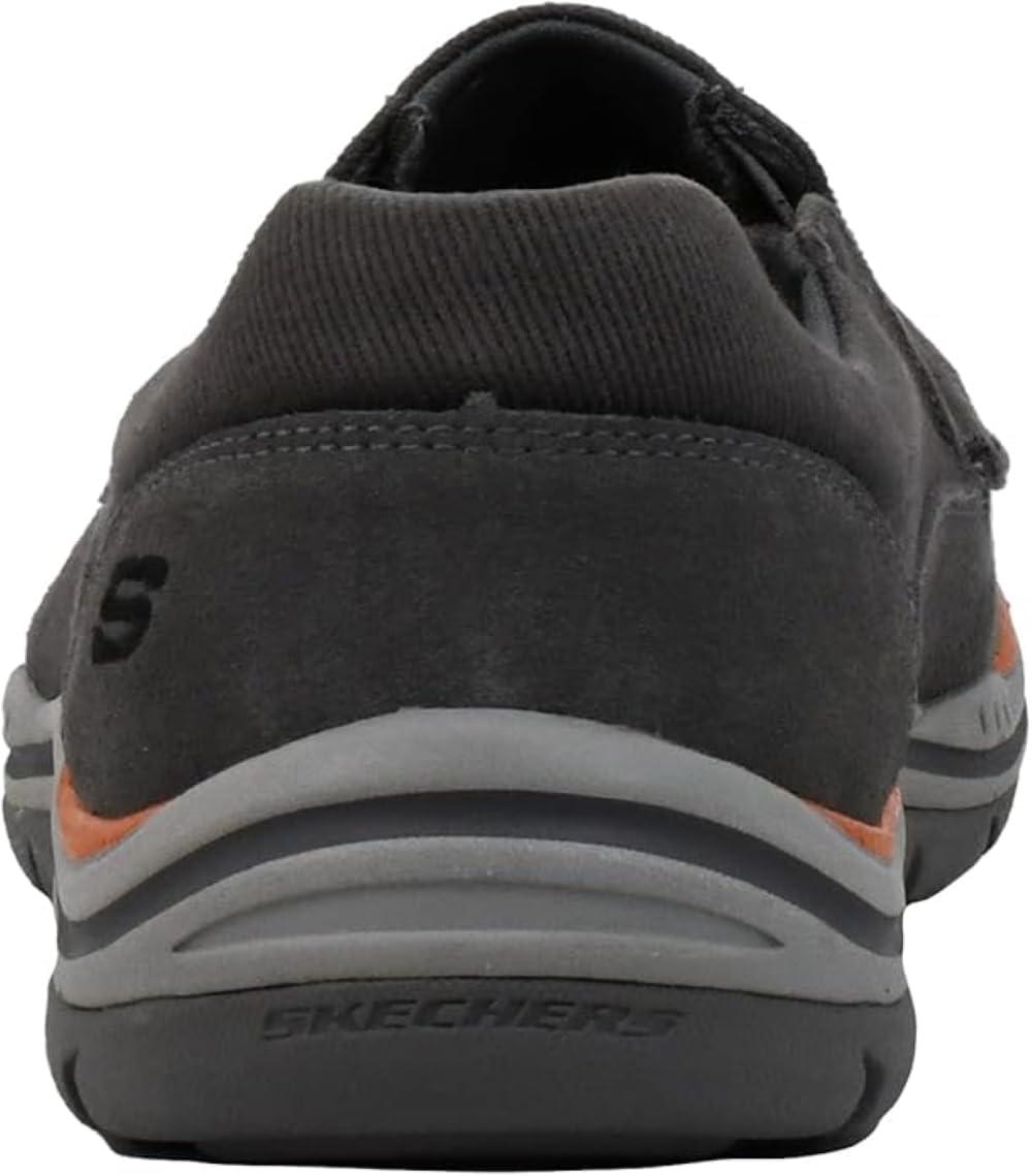 imageSkechers Mens Expected Avillo RelaxedFit SlipOn LoaferCharcoalOrange