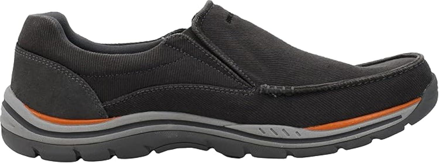 imageSkechers Mens Expected Avillo RelaxedFit SlipOn LoaferCharcoalOrange