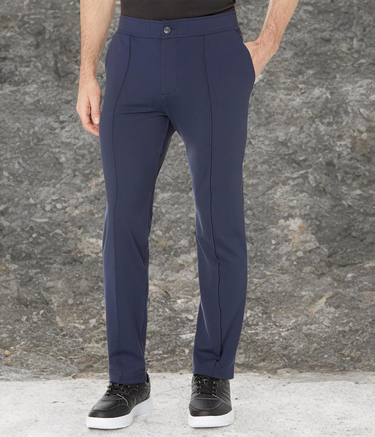 imageSkechers Mens Go Walk Slip Ins Stretchable Straight Leg Pintuck Zip Fly PantsBlue Iris