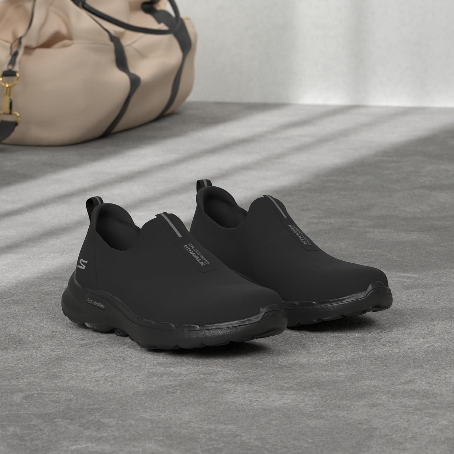 imageSkechers Mens Gowalk 6 Stretch Fit Slipon Athletic Performance Walking ShoeBlack