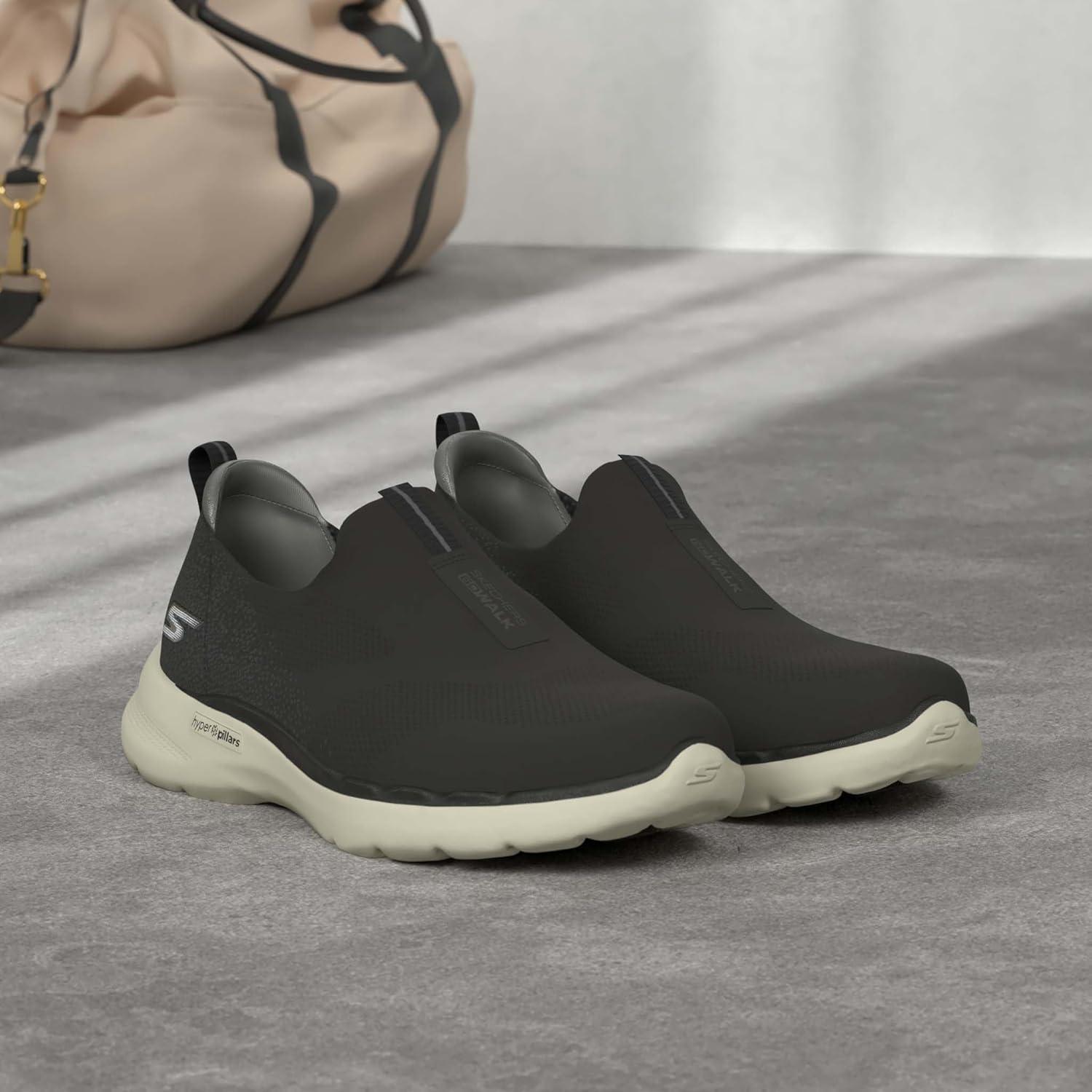 imageSkechers Mens Gowalk 6 Stretch Fit Slipon Athletic Performance Walking ShoeBlackGrey