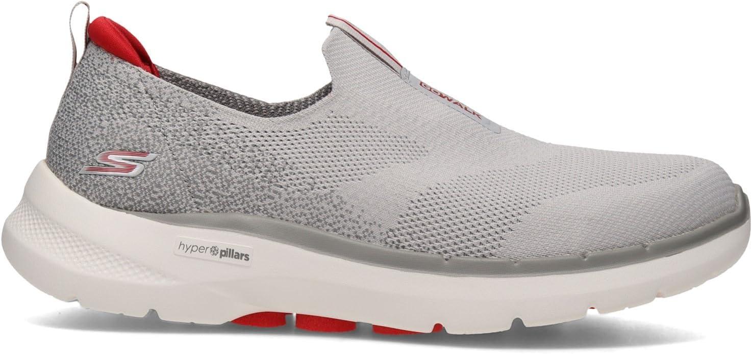 imageSkechers Mens Gowalk 6 Stretch Fit Slipon Athletic Performance Walking ShoeGreyRed