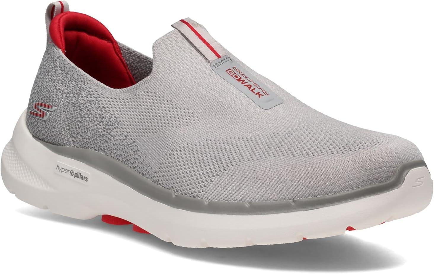 imageSkechers Mens Gowalk 6 Stretch Fit Slipon Athletic Performance Walking ShoeGreyRed
