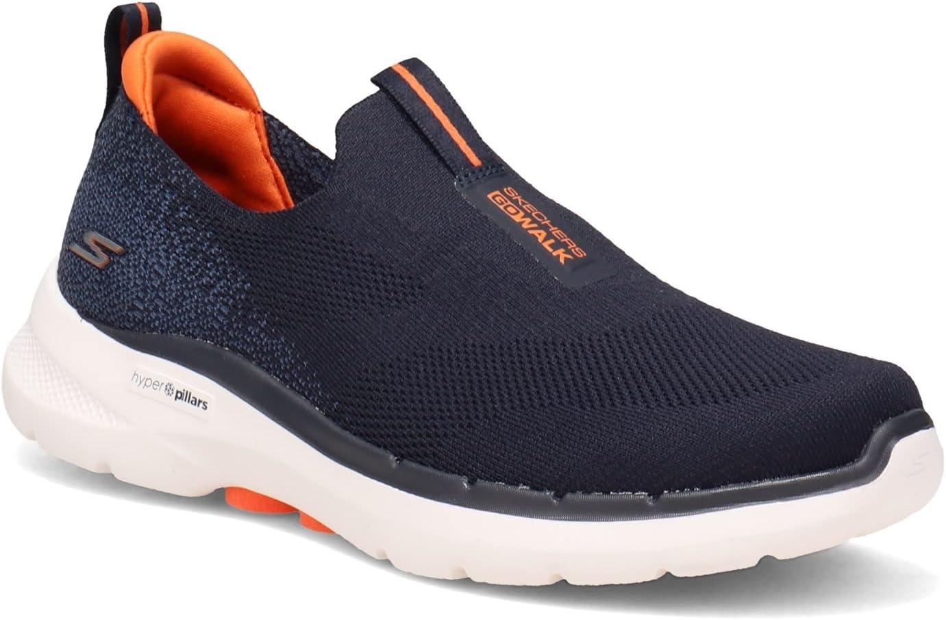 imageSkechers Mens Gowalk 6 Stretch Fit Slipon Athletic Performance Walking ShoeNavyOrange