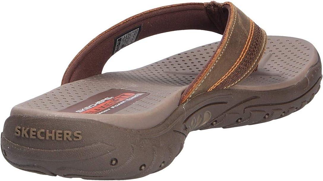 imageSkechers Mens Reggae Cobano Flip Flops Brown Leather 39