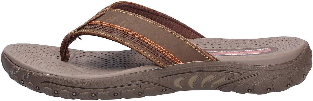 imageSkechers Mens Reggae Cobano Flip Flops Brown Leather 39