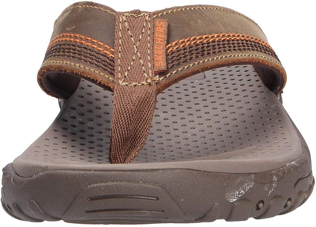 imageSkechers Mens Reggae Cobano Flip Flops Brown Leather 39