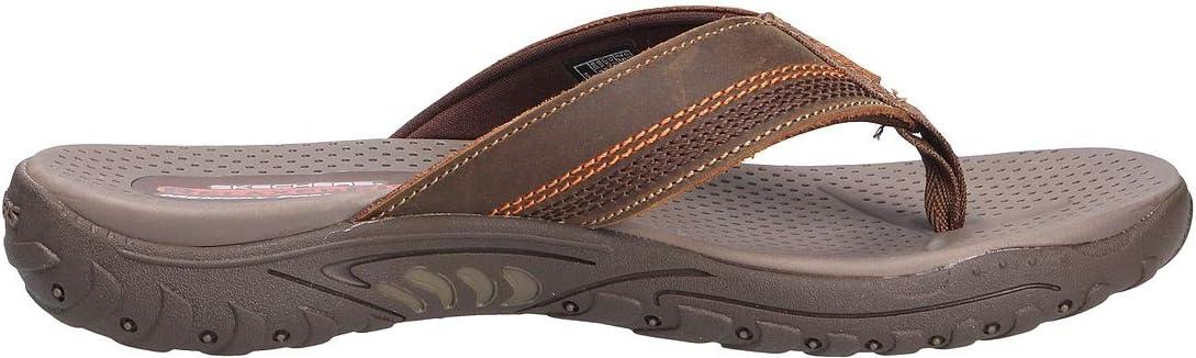 imageSkechers Mens Reggae Cobano Flip Flops Brown Leather 39