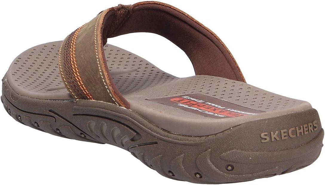 imageSkechers Mens Reggae Cobano Flip Flops Brown Leather 39