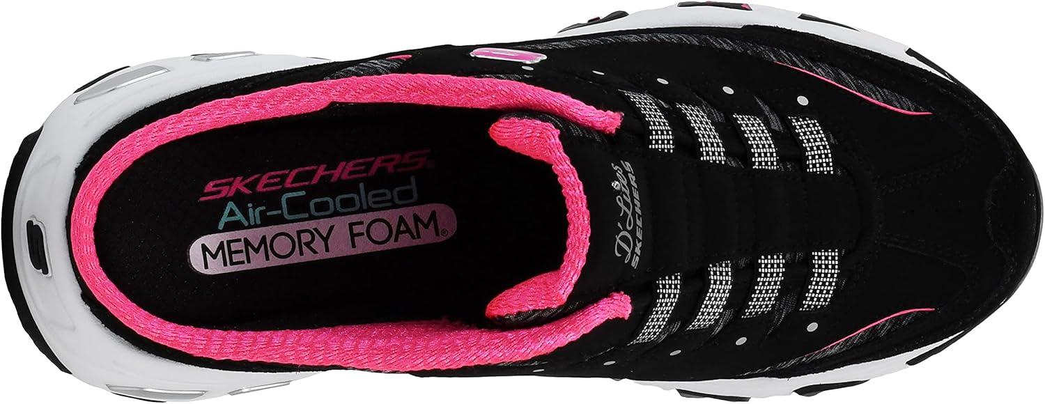 imageSkechers Sport Womens DLites SlipOn Mule SneakerBlackHot Pink