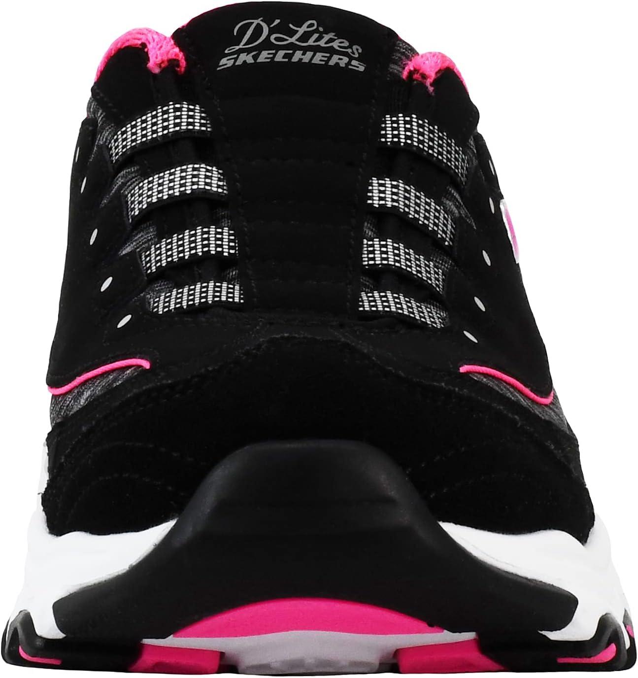 imageSkechers Sport Womens DLites SlipOn Mule SneakerBlackHot Pink