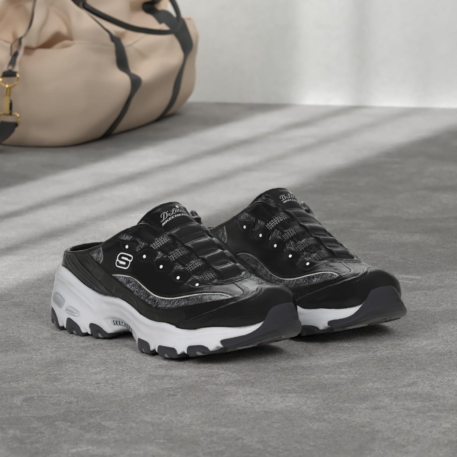 imageSkechers Sport Womens DLites SlipOn Mule SneakerBlackWhite