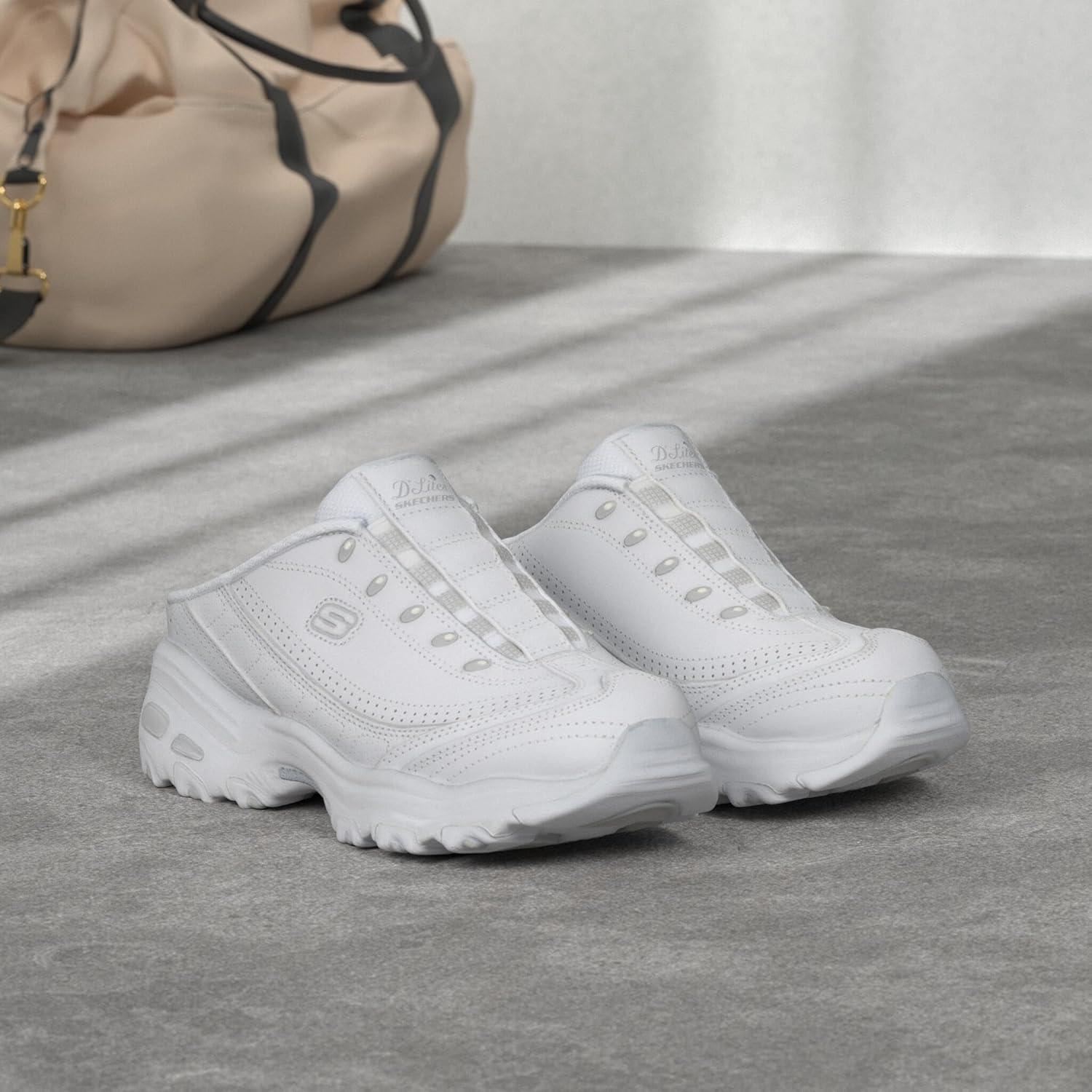 imageSkechers Sport Womens DLites SlipOn Mule SneakerWhiteSilver