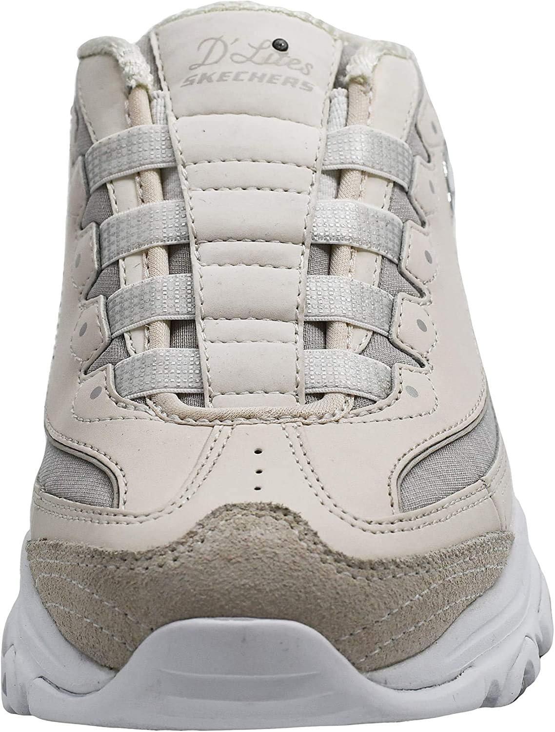 imageSkechers Sport Womens DLites SlipOn Mule SneakerWhiteVaporSilver