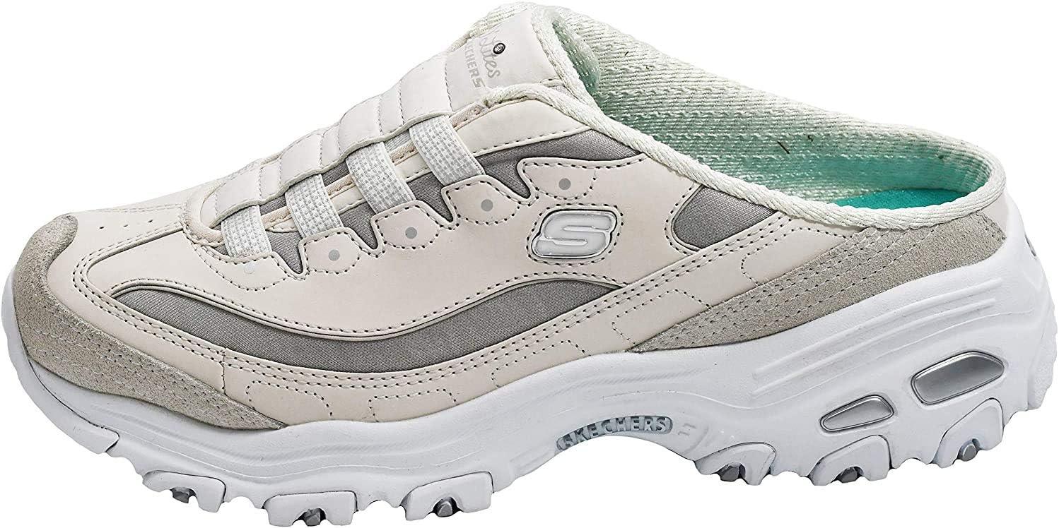 imageSkechers Sport Womens DLites SlipOn Mule SneakerWhiteVaporSilver
