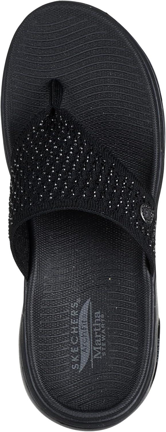 imageSkechers Womens 3pt Wedge FlipFlopBlackBlack