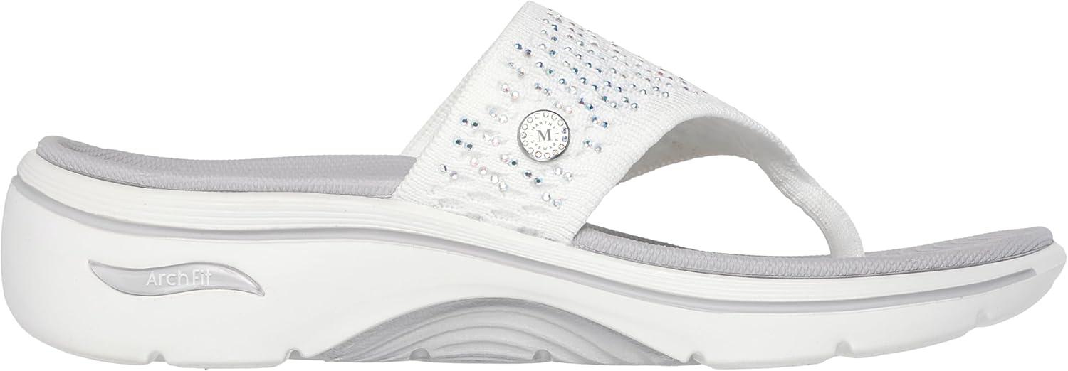 imageSkechers Womens 3pt Wedge FlipFlopWhiteSilver