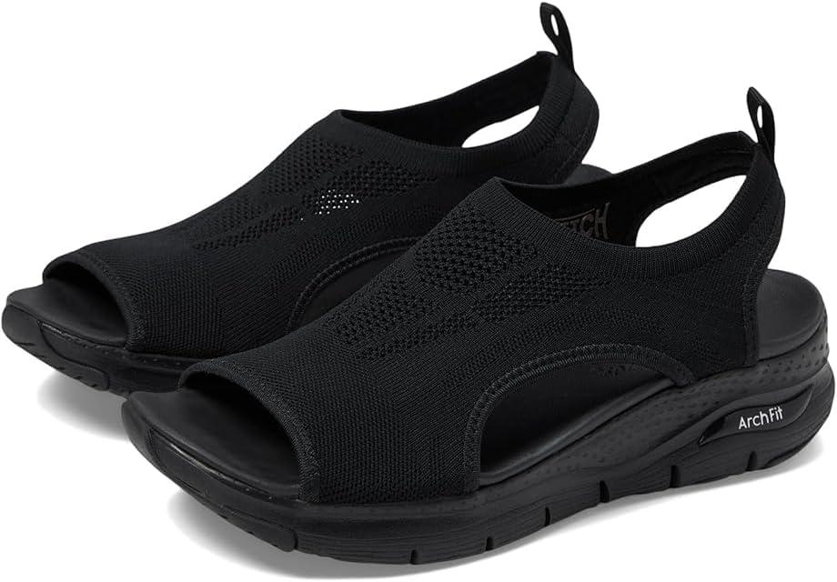 imageSkechers Womens Arch Fit City Catch Womens Knit SlipOn SandalsBlackBlack
