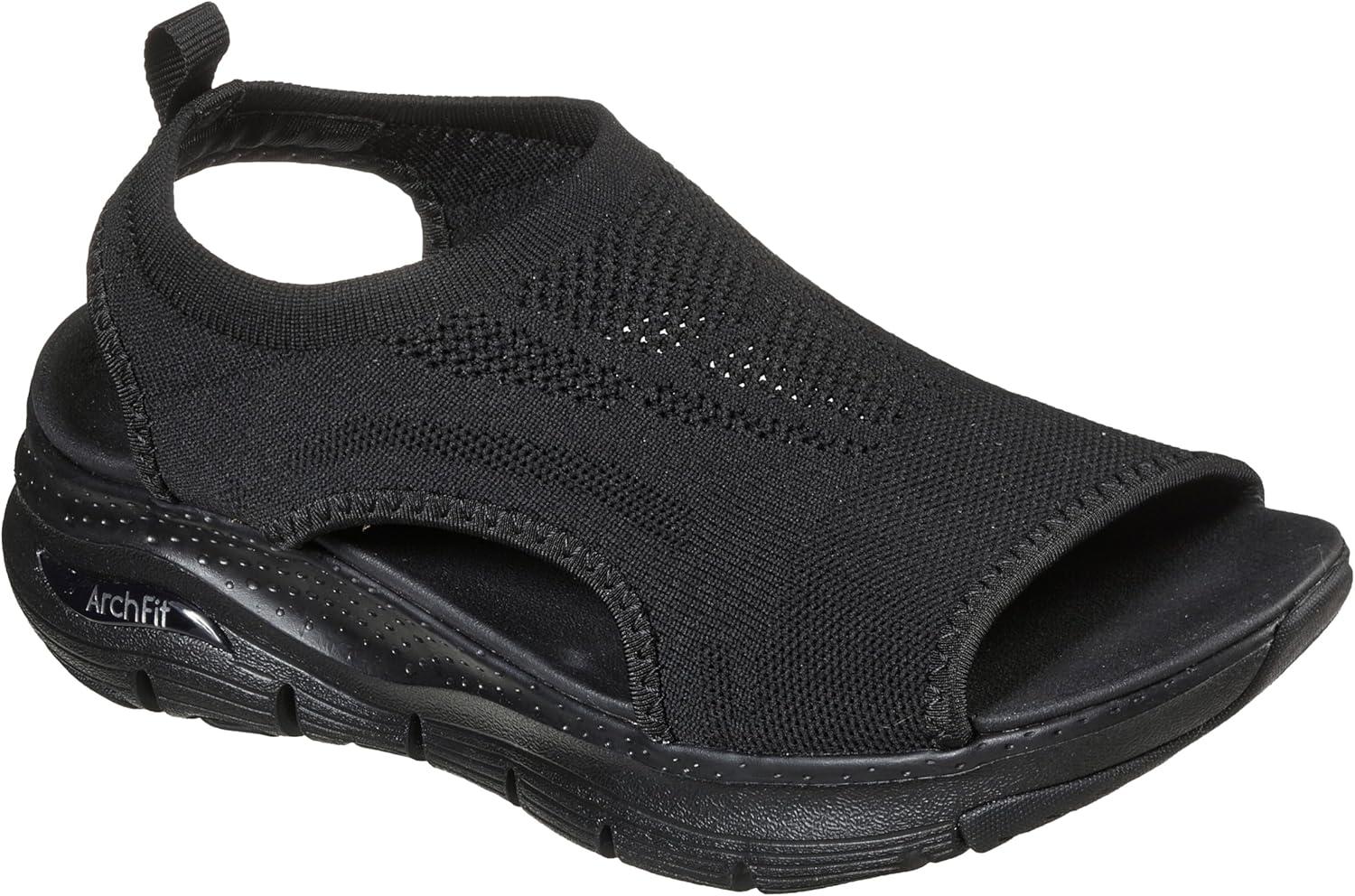 imageSkechers Womens Arch Fit City Catch Womens Knit SlipOn SandalsBlackBlack