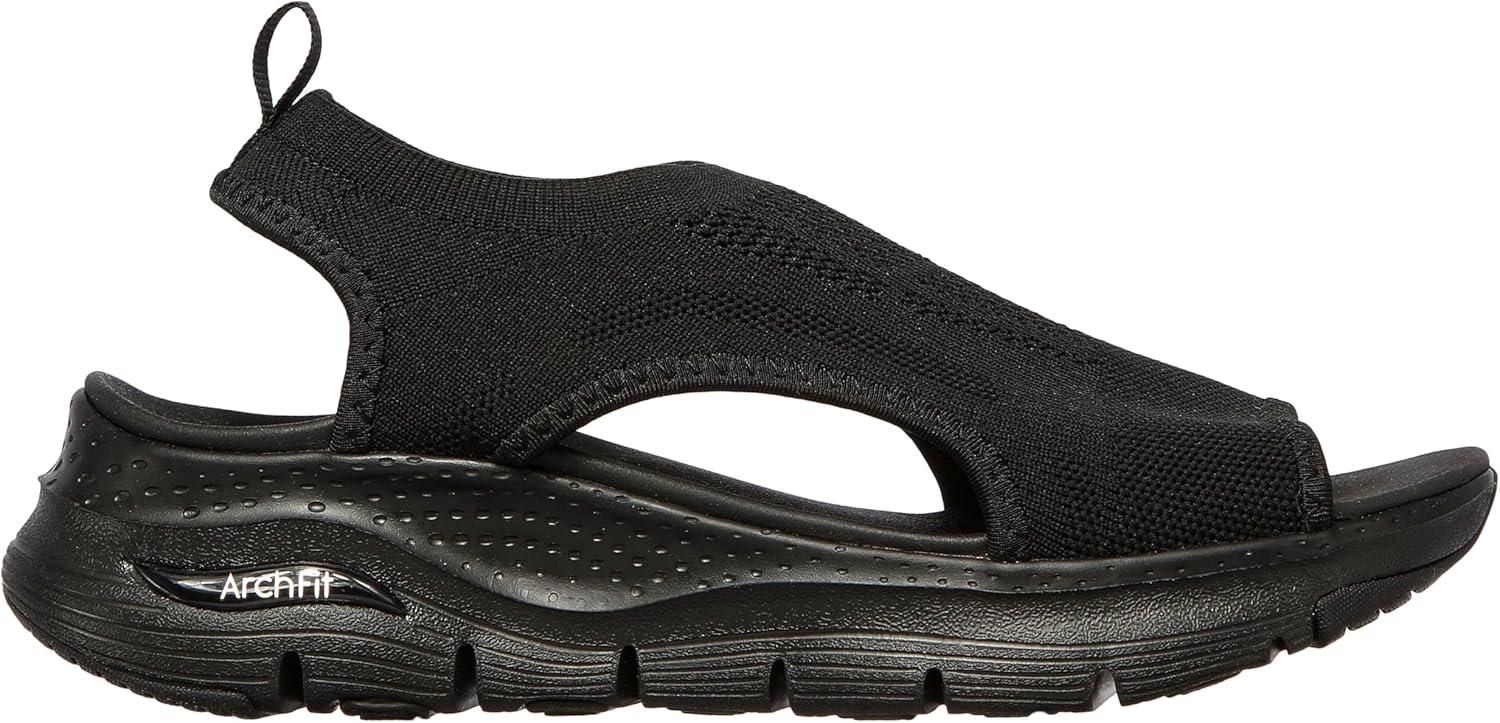 imageSkechers Womens Arch Fit City Catch Womens Knit SlipOn SandalsBlackBlack