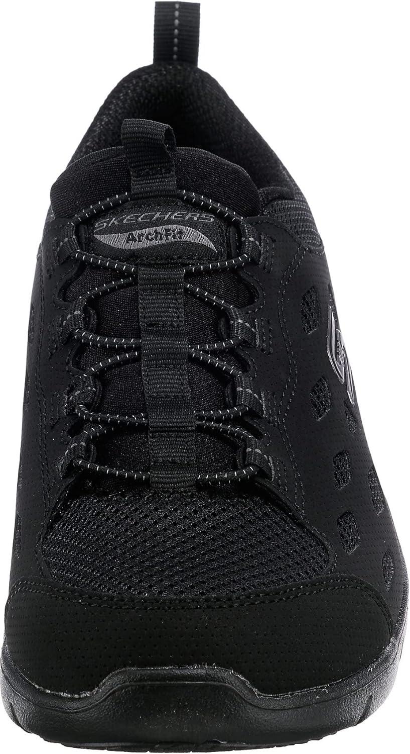 imageSkechers Womens Arch Fit Refine Dont Go SneakerBlack Duraleather Mesh Charcoal Trim