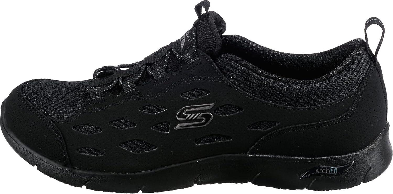 imageSkechers Womens Arch Fit Refine Dont Go SneakerBlack Duraleather Mesh Charcoal Trim