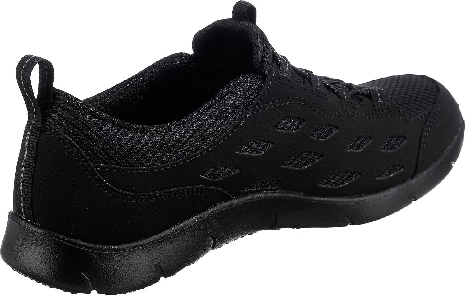imageSkechers Womens Arch Fit Refine Dont Go SneakerBlack Duraleather Mesh Charcoal Trim