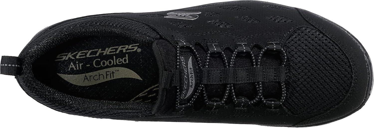 imageSkechers Womens Arch Fit Refine Dont Go SneakerBlack Duraleather Mesh Charcoal Trim