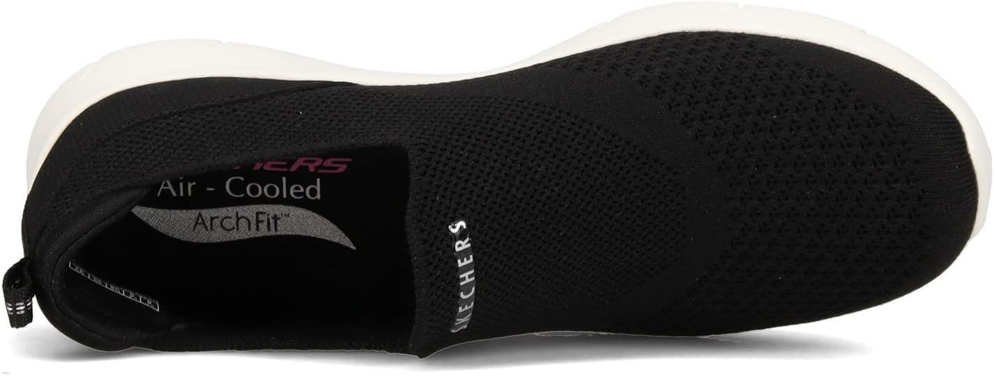 imageSkechers Womens Arch Fit Refine Dont Go SneakerBlack Knit W White Trim