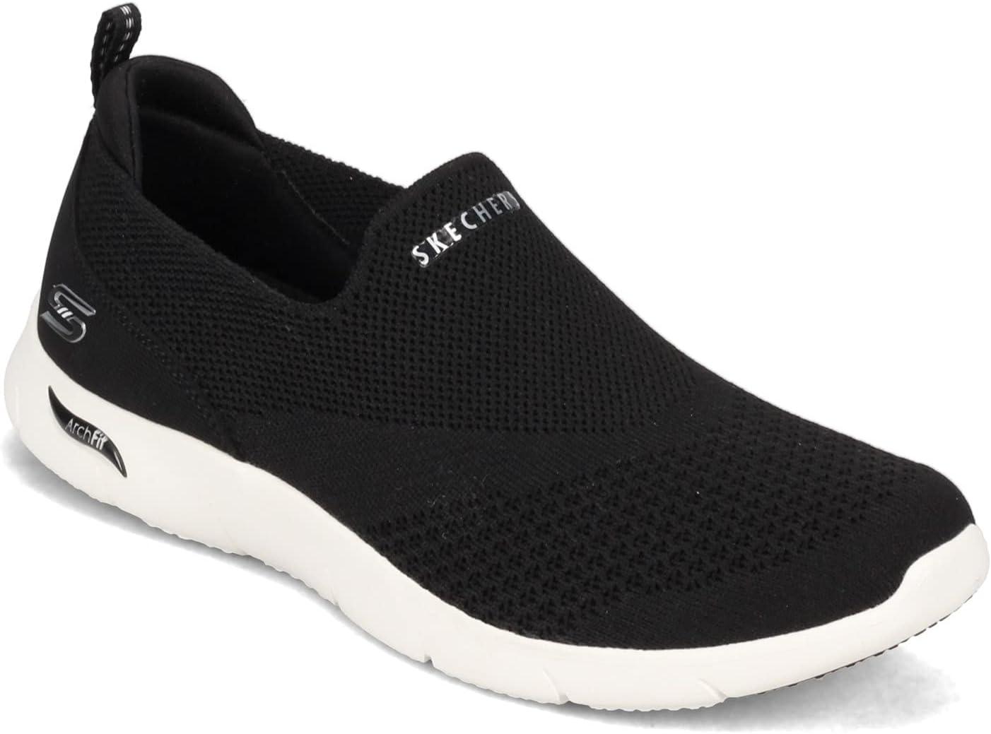 imageSkechers Womens Arch Fit Refine Dont Go SneakerBlack Knit W White Trim