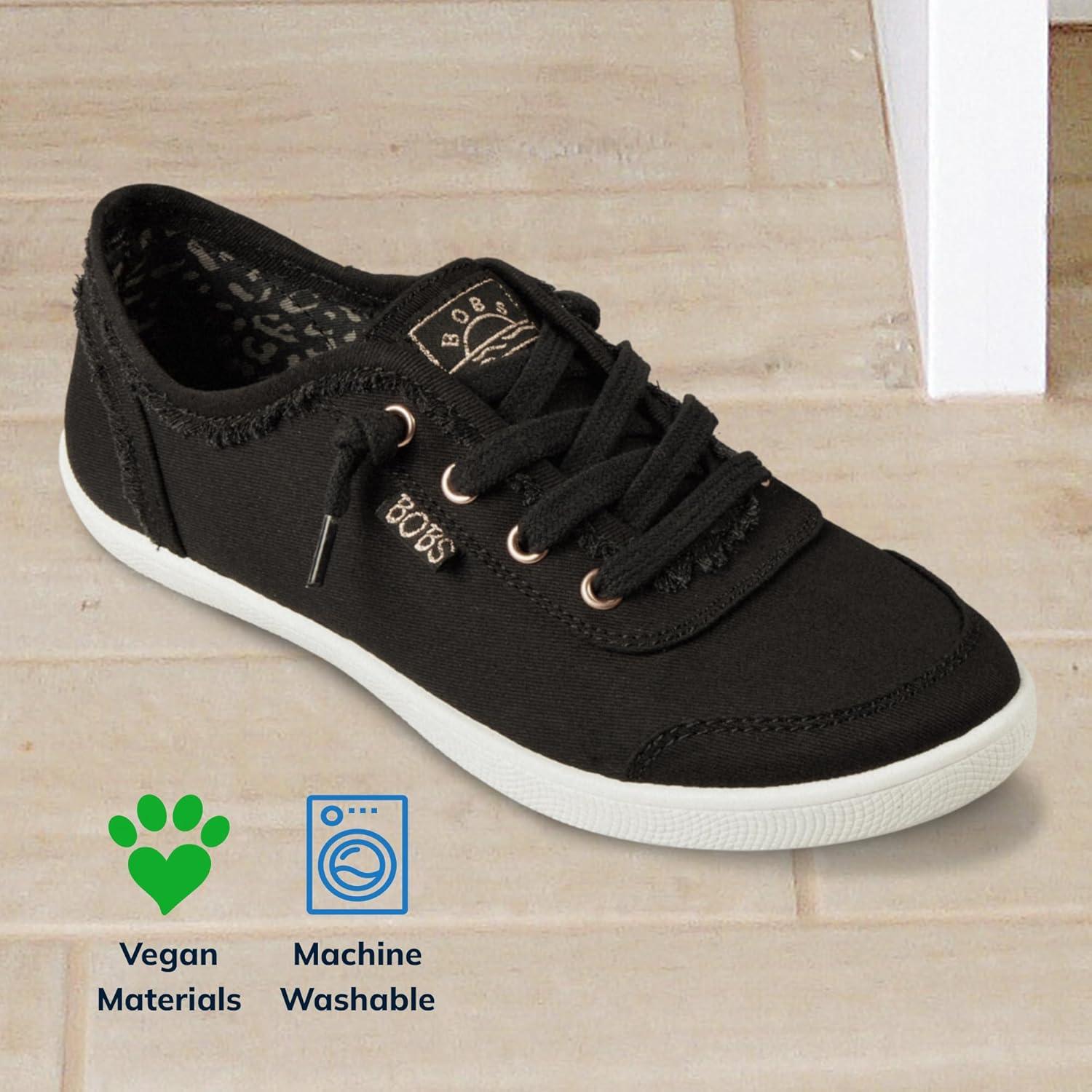 imageSkechers Womens Bobs B Cute Sneaker Memory Foam Flexible Outsole Lightweight Vegan ShoesBlack