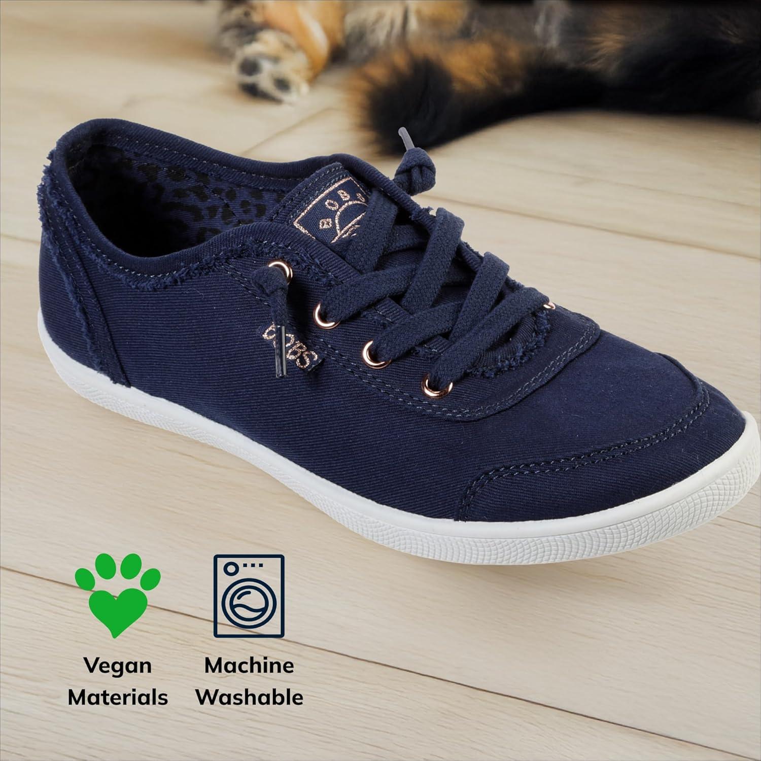 imageSkechers Womens Bobs B Cute Sneaker Memory Foam Flexible Outsole Lightweight Vegan ShoesNavy