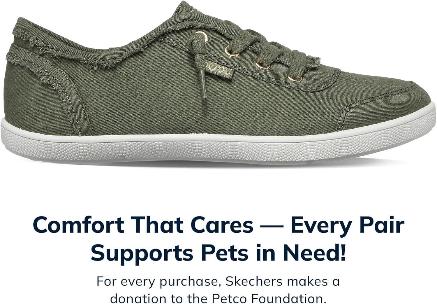imageSkechers Womens Bobs B Cute Sneaker Memory Foam Flexible Outsole Lightweight Vegan ShoesOlive
