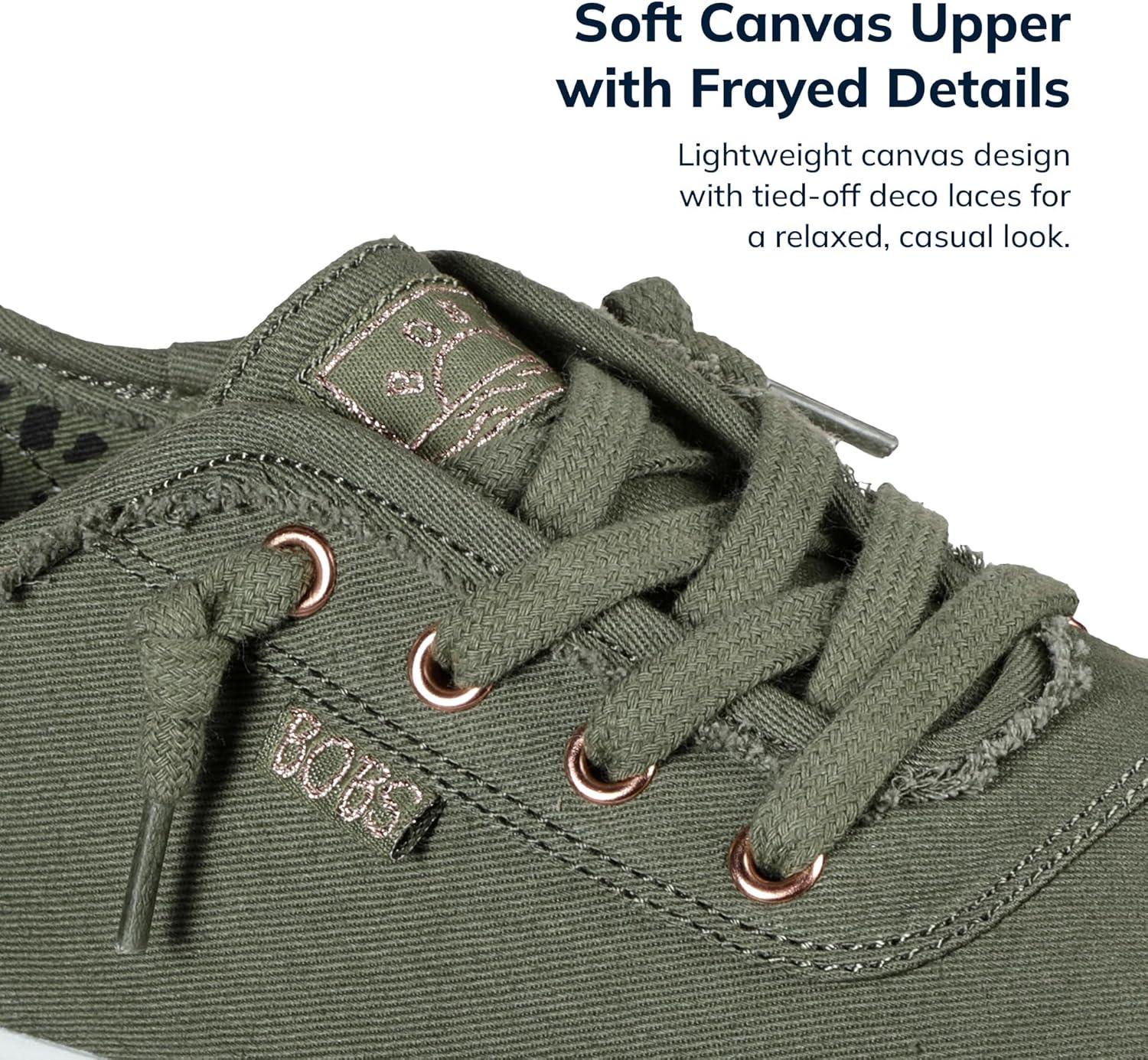 imageSkechers Womens Bobs B Cute Sneaker Memory Foam Flexible Outsole Lightweight Vegan ShoesOlive