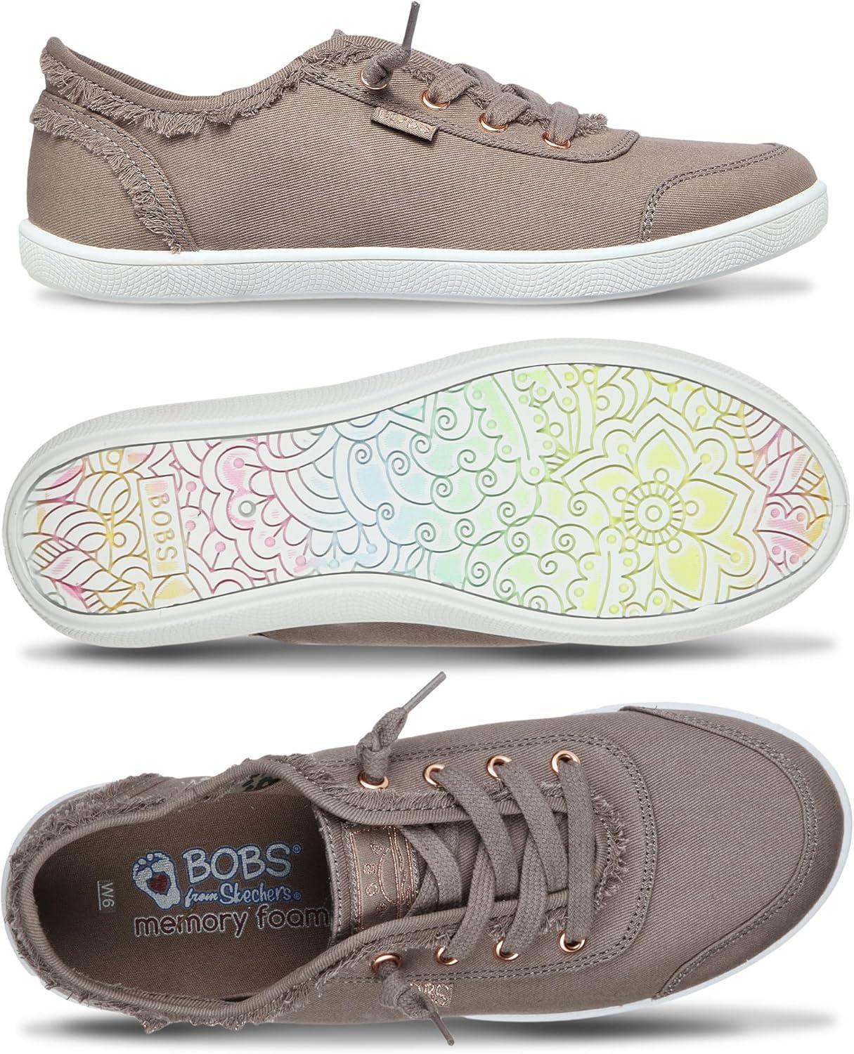 imageSkechers Womens Bobs B Cute Sneaker Memory Foam Flexible Outsole Lightweight Vegan ShoesTaupe
