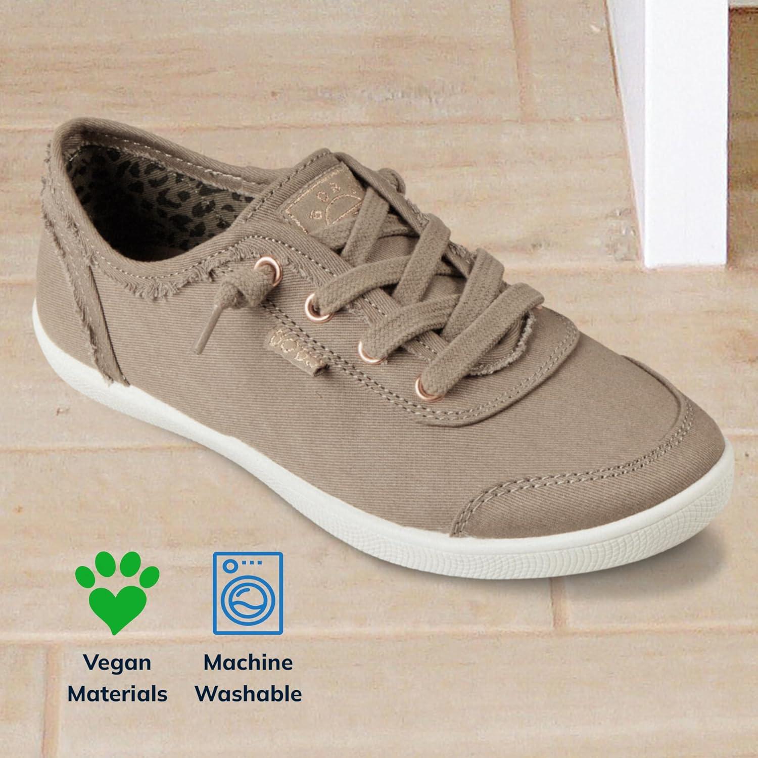 imageSkechers Womens Bobs B Cute Sneaker Memory Foam Flexible Outsole Lightweight Vegan ShoesTaupe