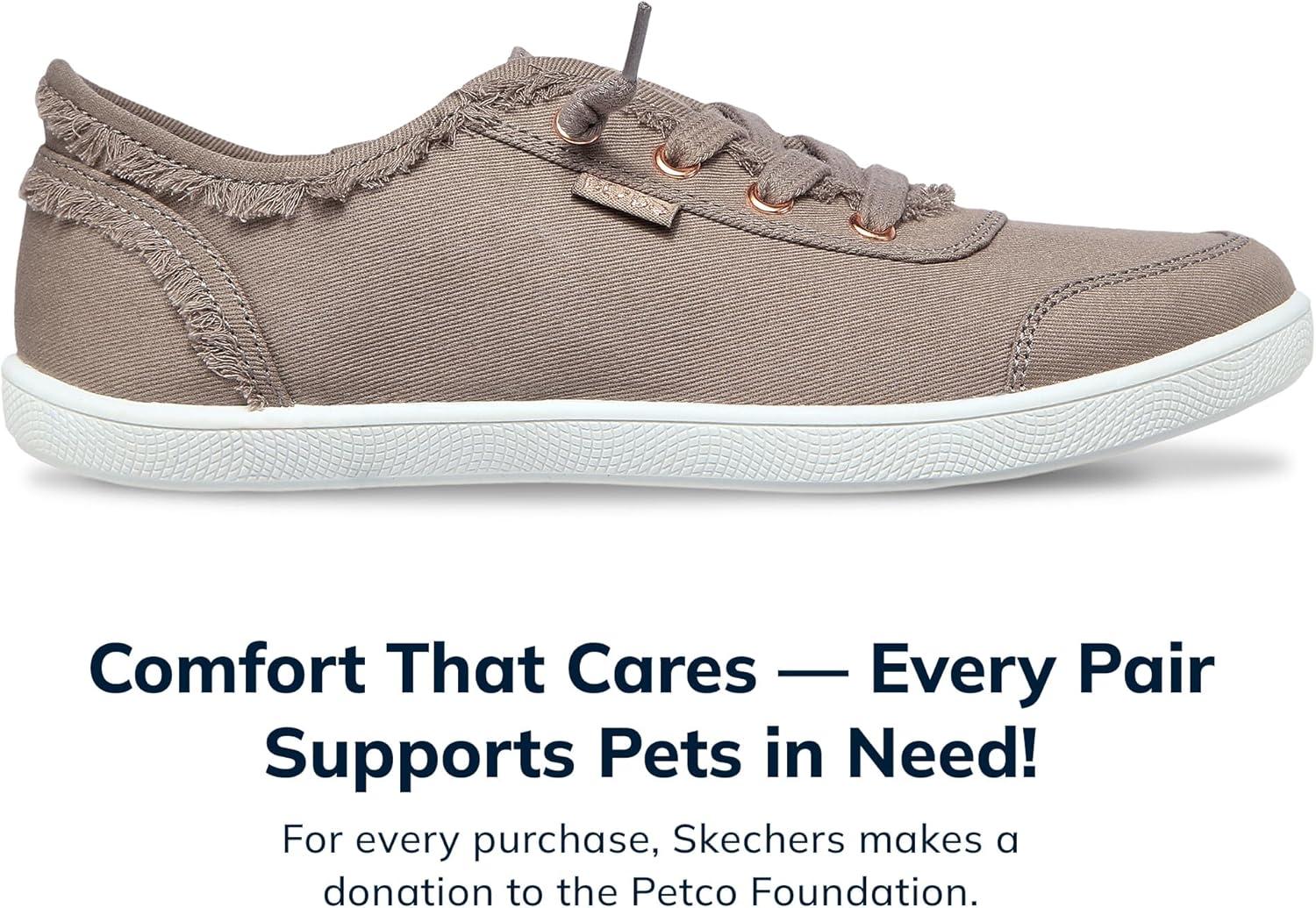 imageSkechers Womens Bobs B Cute Sneaker Memory Foam Flexible Outsole Lightweight Vegan ShoesTaupe